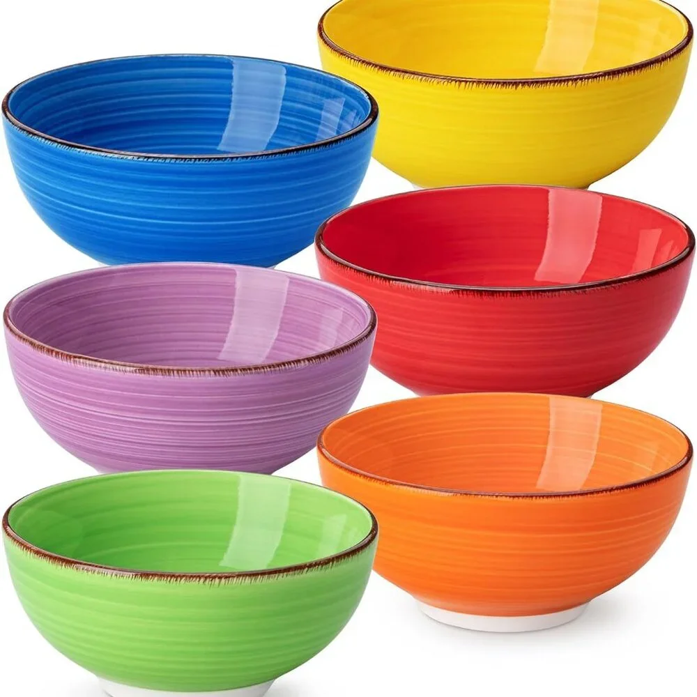Bonita 12 Oz Small Bowls Set of 6, Ceramic Mini Dessert & Dipping Dishes, 5